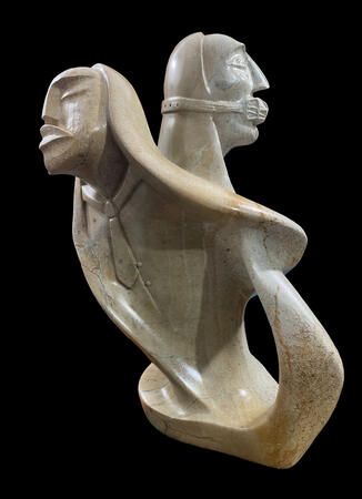 Twisted Truths showcases the duality of being a modern Indigenous man, presenting one way for the mainstream while muzzling your true voice. First featured in the Twisted Spirit art show, it has since been purchased by the Art Gallery of Ontario